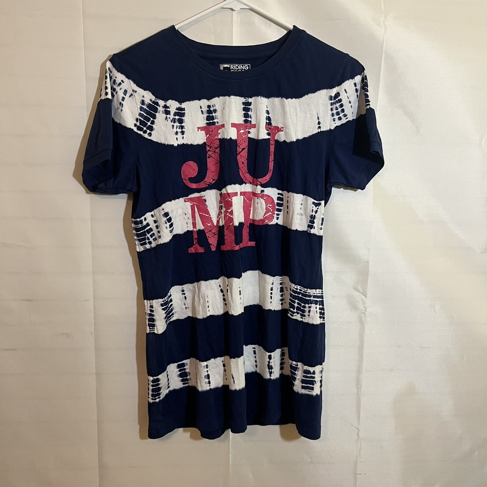 Riding Sport‎ Tee Shirt Women's M Jump Hunter Jumper Eventing Navy Blue Stripe